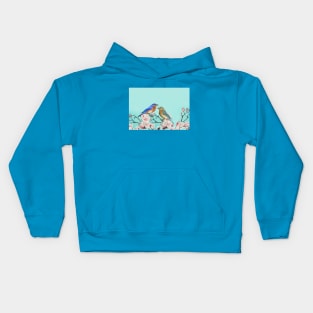 Eastern Bluebird Couple Kids Hoodie